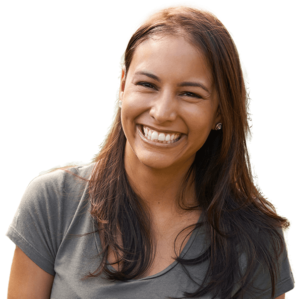 Smiling woman on scenic bridge