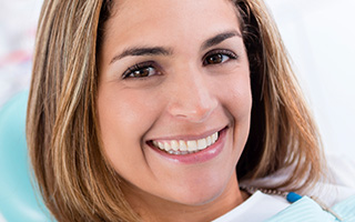 Smiling woman in dental chair